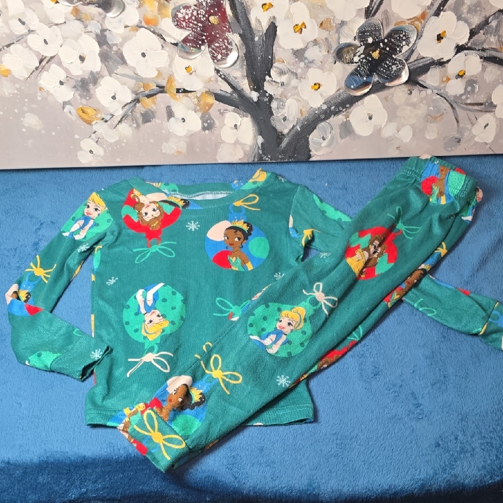 Disney Kids Pajama Set - Teal with Princess Characters Size 4t